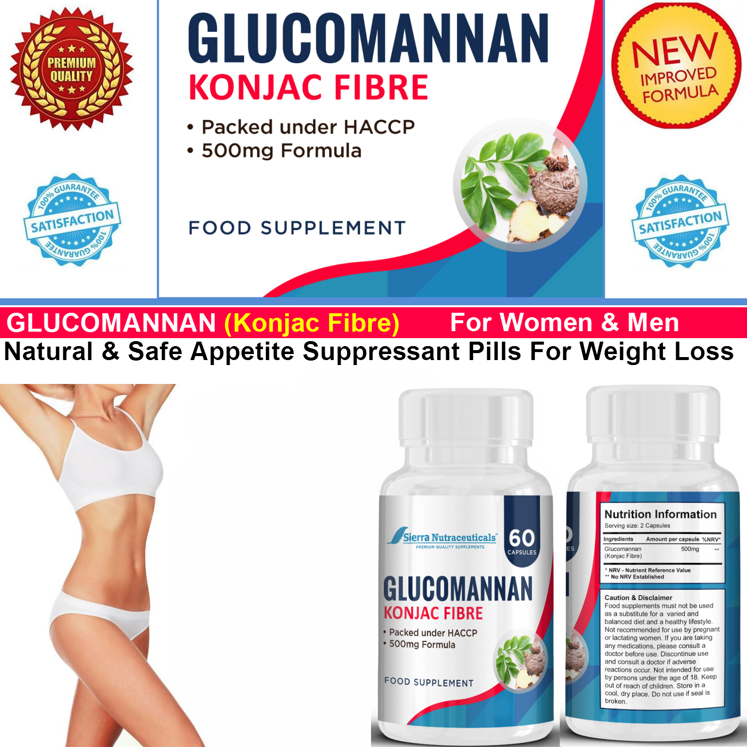 Glucomannan Pure Powder Capsules – Konjak   Root Fiber Appetite Suppressant + Natural   Weight Loss Supplement – Constipation Relief   – Lowers Cholesterol + Regulates Blood   Sugar.